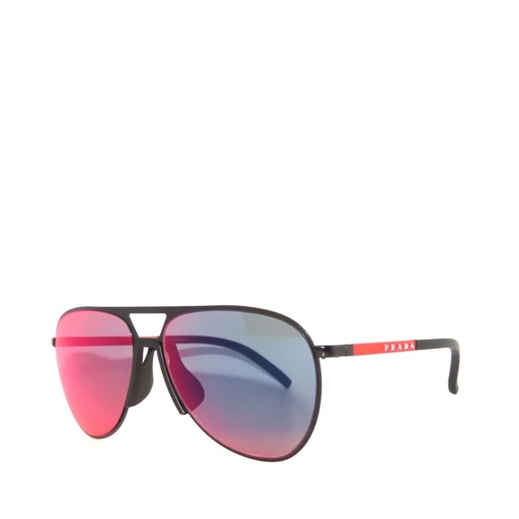 Prada Sport SPS51XS 51 1BO01M Matte Black Gray Mirror Blue Red Sunglasses 51X - Picture 1 of 5